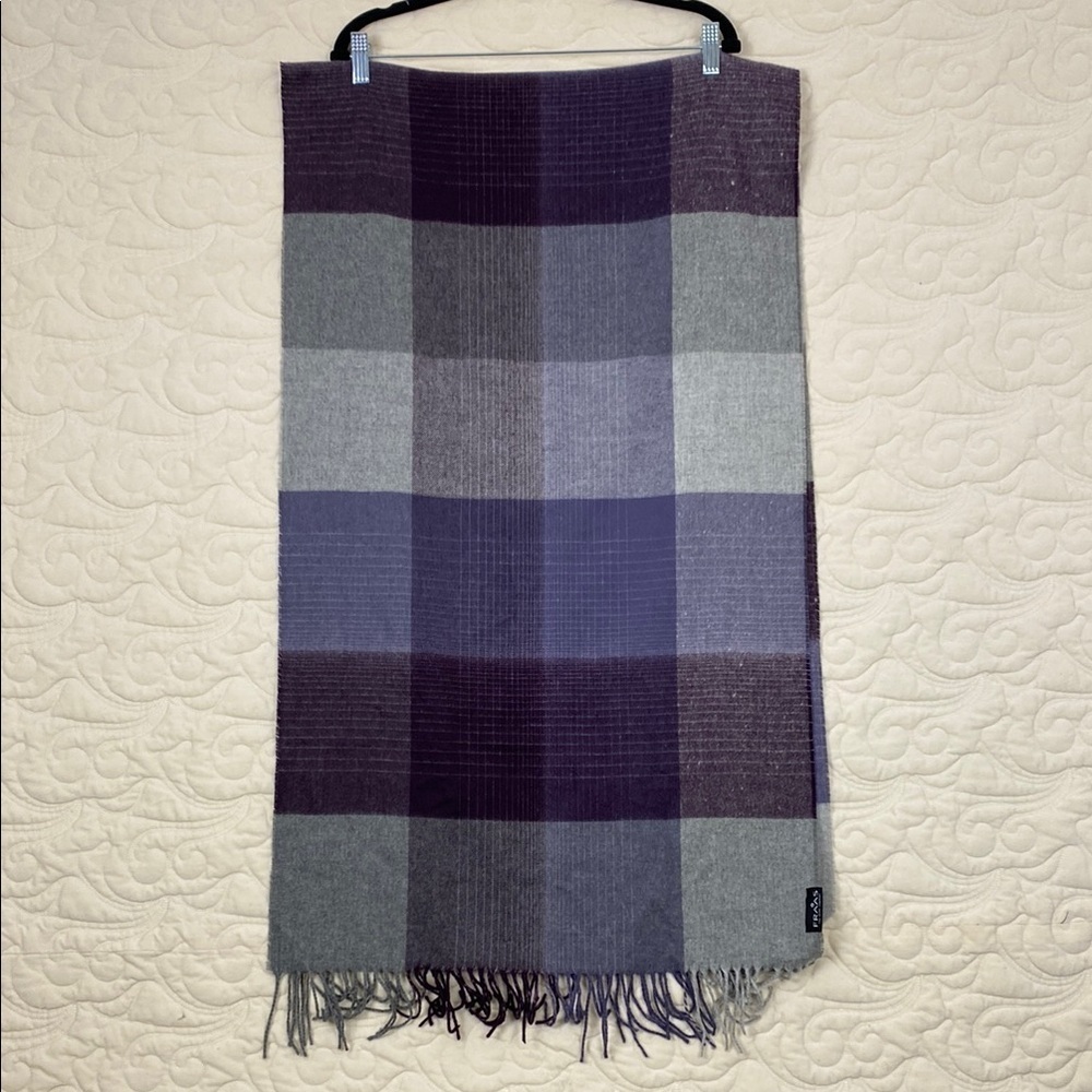 Fraas Oversized Scarf 74x21 inches Purple and Gray block